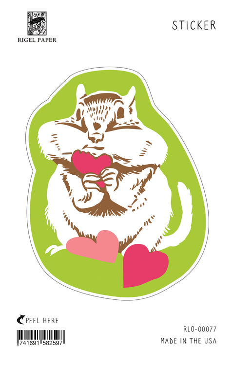 RLO-77 Sticker: Chipmunk with Hearts