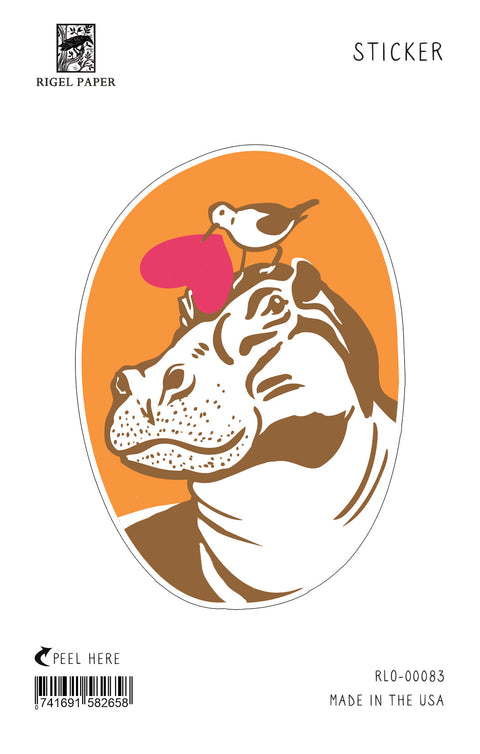 RLO-83 Sticker: Hippo with Hearts