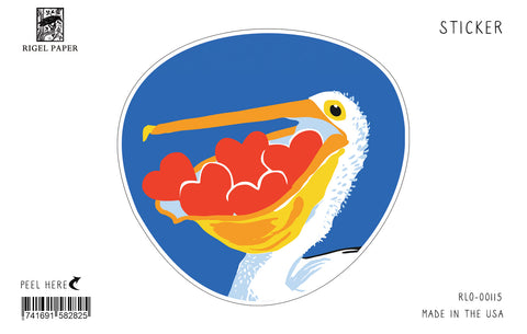 RLO-115 Sticker: Pelican with Hearts